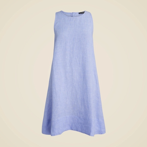 New JCREW Size XXS Maxine Button-Back Dress in Linen French Blue $128 BY820 - Picture 4 of 5